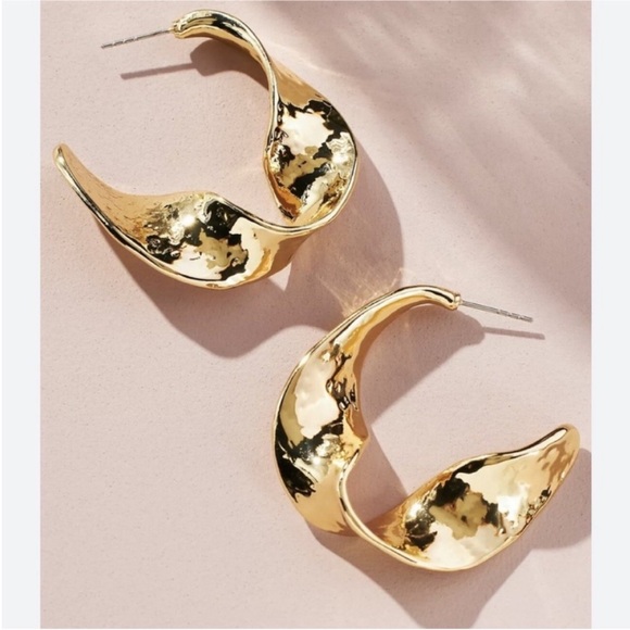 Anthropologie Jewelry - New! Anthropologie Gold Twist Earrings (1076) NWOT